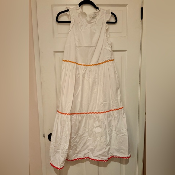 J. Crew White Midi Rickrack Trim Dress - Picture 3 of 7